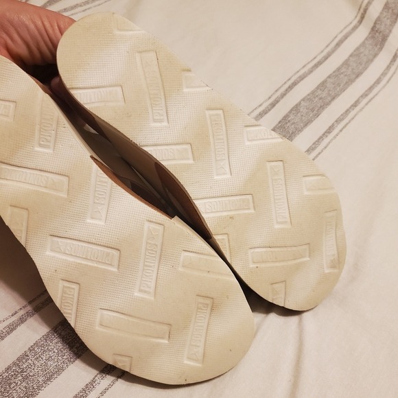 Pikolinos Mahon Wedge Sandals Cream White Slingback Open Toe Mules SZ:38/7.5-8? - Picture 9 of 13